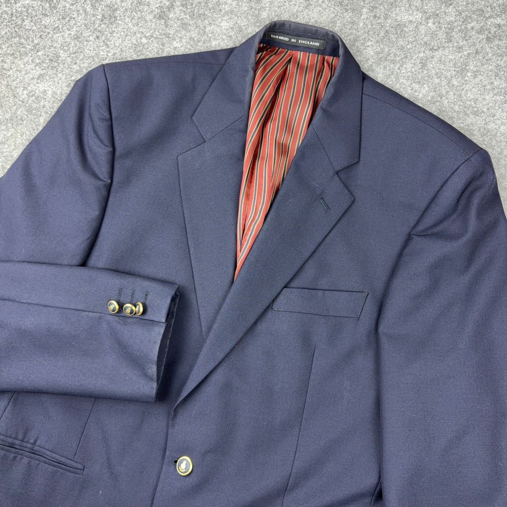 Alexandre London Blazer Mens 42 Long Navy Blue Wool Sport Coat Gold Buttons 42L
